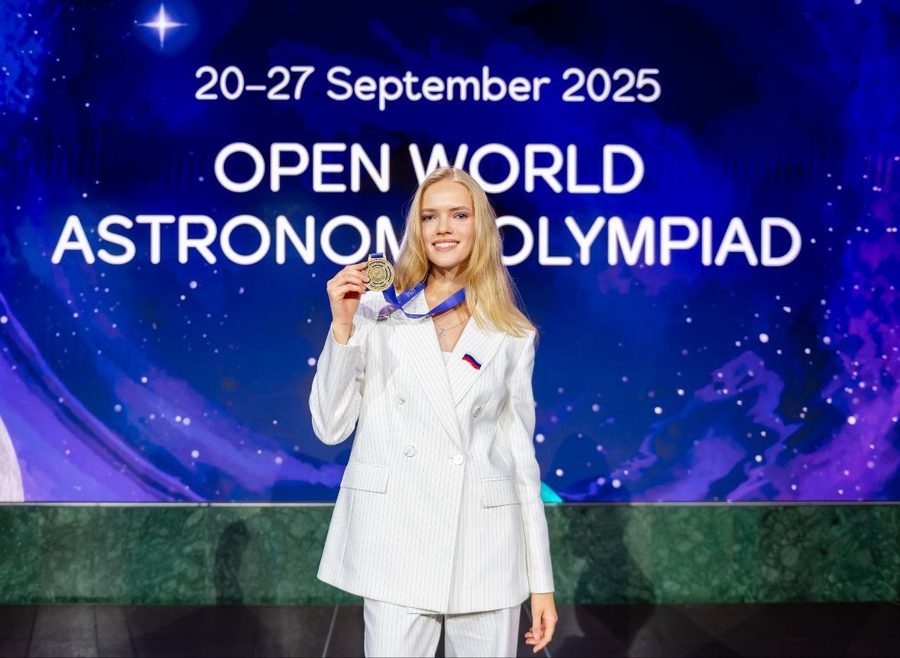 Margarita Tsvetkova with her Gold Medal at the Open World Astronomy Olympiad